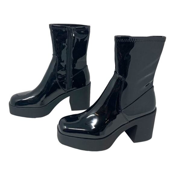 Aldo Upstep Black Synthetic Patent Platform Ankle Boot Size 8 NWT $130 MSRP - Picture 4 of 7